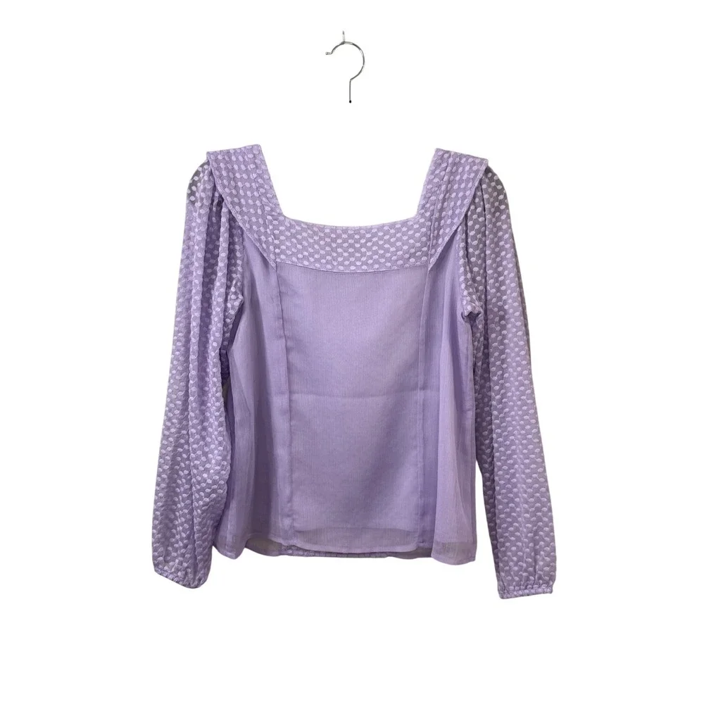 Banana Republic Lavender Swiss Dot Textured Top Cottagecore Coquette NWT XS